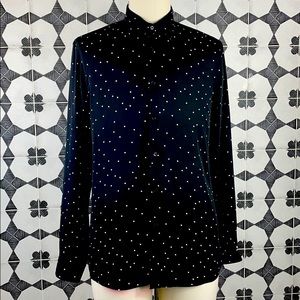 Sharp looking black and white polkadot dress shirt